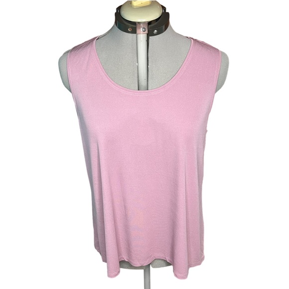 Eileen Fisher 100% Silk Sleeveless Tank Top Shirt Crew Neck Lilac Purple Large - Picture 5 of 9